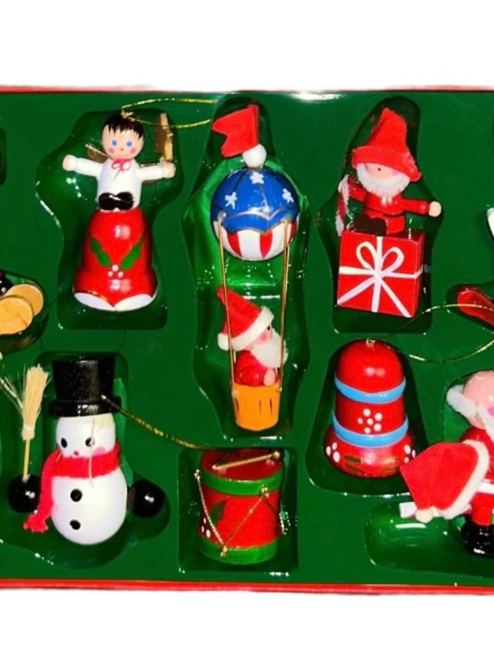The Christmas Collection ~ Vtg (1985) ~ 10 Pieces Wood Hand Painted Ornament New